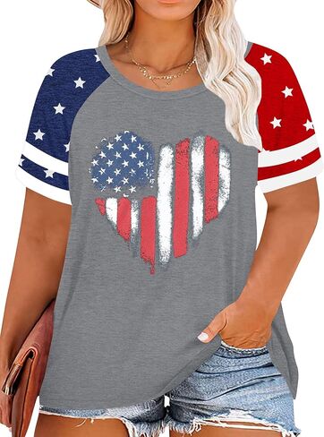 Plus Size American Flag Shirt for Women 4th of July Tshirts USA 1776 Patriotic Tops 250th Anniversary Tee in Saudi Arabia
