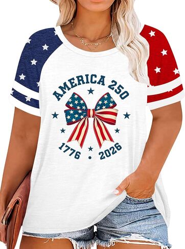 Plus Size American Flag Shirt for Women 4th of July Tshirts USA 1776 Patriotic Tops 250th Anniversary Tee in Saudi Arabia