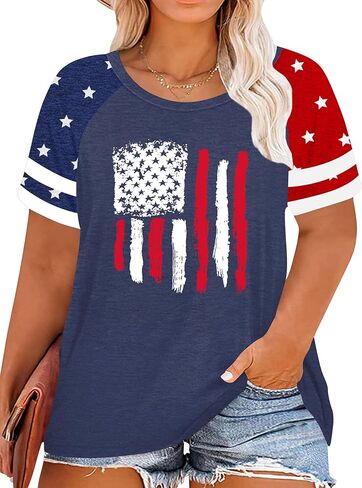 Plus Size American Flag Shirt for Women 4th of July Tshirts USA 1776 Patriotic Tops 250th Anniversary Tee in Saudi Arabia