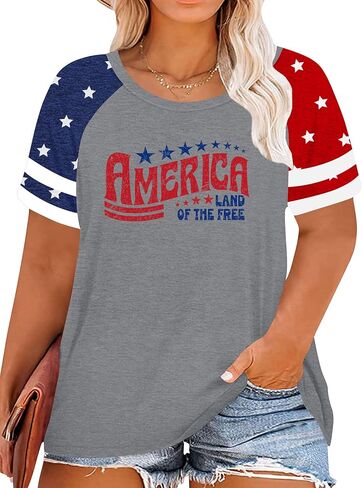 Plus Size American Flag Shirt for Women 4th of July Tshirts USA 1776 Patriotic Tops 250th Anniversary Tee in Saudi Arabia