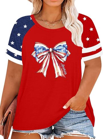 Plus Size American Flag Shirt for Women 4th of July Tshirts USA 1776 Patriotic Tops 250th Anniversary Tee in Saudi Arabia