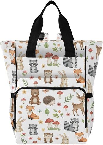 Emelivor Cute Woodland Animals Diaper Bag Backpack Insulated Pockets Organizer Bag Diaper Backpack for Boy Girl Unisex Baby Women Travel in Saudi Arabia