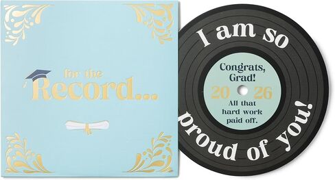 Bee! Graduation Card 2026 | Vinyl Record Style Retro Music-Themed congratulations card for High School & College Graduates | Pairs great with high school, college graduation gifts for her or him in Kuwait