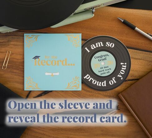 Bee! Graduation Card 2026 | Vinyl Record Style Retro Music-Themed congratulations card for High School & College Graduates | Pairs great with high school, college graduation gifts for her or him in Kuwait