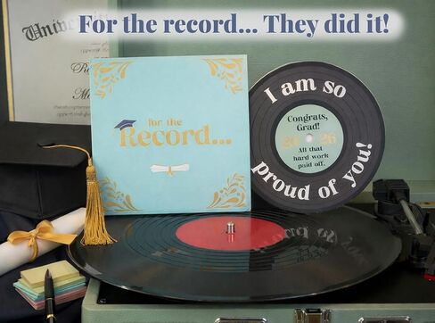 Bee! Graduation Card 2026 | Vinyl Record Style Retro Music-Themed congratulations card for High School & College Graduates | Pairs great with high school, college graduation gifts for her or him in Kuwait