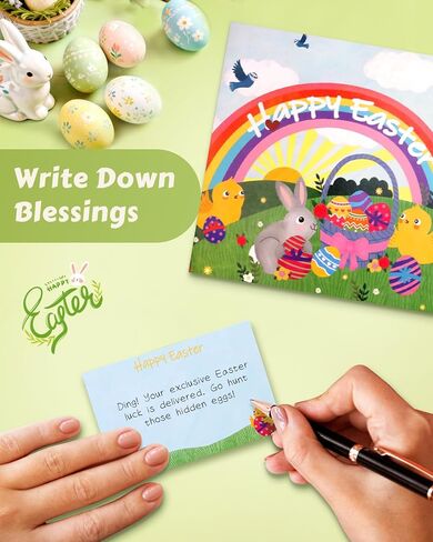 بطاقات عيد الفصح المنبثقة للأطفال من Coralogo Unicorn - بطاقات عيد الفصح ثلاثية الأبعاد مع مظروف ومذكرة فارغة، أفضل الهدايا للأطفال حفيد حفيدة ابنة، وحيد القرن مع أرنب وبيض in Kuwait