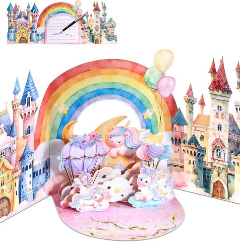 بطاقات عيد الفصح المنبثقة للأطفال من Coralogo Unicorn - بطاقات عيد الفصح ثلاثية الأبعاد مع مظروف ومذكرة فارغة، أفضل الهدايا للأطفال حفيد حفيدة ابنة، وحيد القرن مع أرنب وبيض in Kuwait