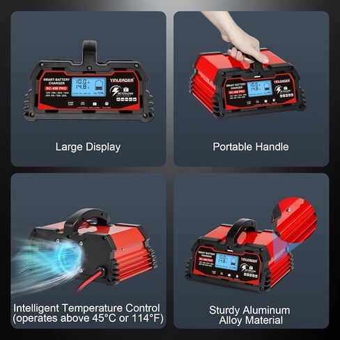 شاحن بطارية 40 أمبير، شاحن بطارية ذكي من حمض الرصاص 12 فولت/24 فولت، شاحن 12 فولت LiFePO4 لبطارية السيارة، جهاز صيانة تلقائي للبطارية للسيارة والدراجة النارية وجزازة العشب وبطاريات حمض الرصاص للقوارب البحرية in Kuwait