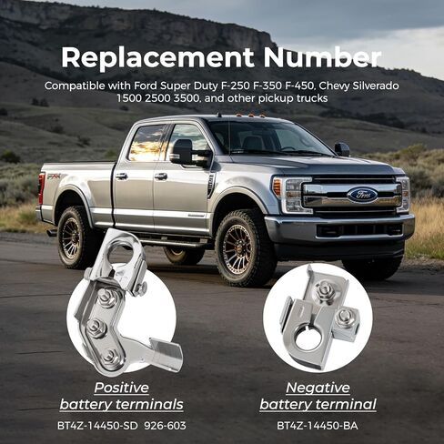 Battery Terminal Set Positive Negative 926-603 Compatible with Ford Super Duty F-250 F-350 F-450 Chevy Silverado 1500 2500 3500 Replaces 926-603 BT4A-14450-BA BT4Z-14450-SD in Kuwait