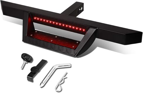 Auto Dynasty Universal 32.5 Inches Black Coated 2-Stage Tow Hitch Step Bar Board with LED Brake Light for 2 Inches Receiver Pickup Truck SUV Trailer in Saudi Arabia