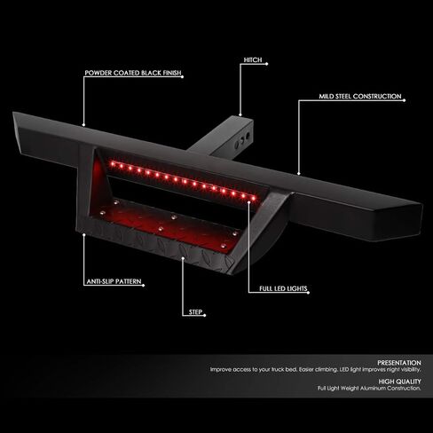 Auto Dynasty Universal 32.5 Inches Black Coated 2-Stage Tow Hitch Step Bar Board with LED Brake Light for 2 Inches Receiver Pickup Truck SUV Trailer in Saudi Arabia