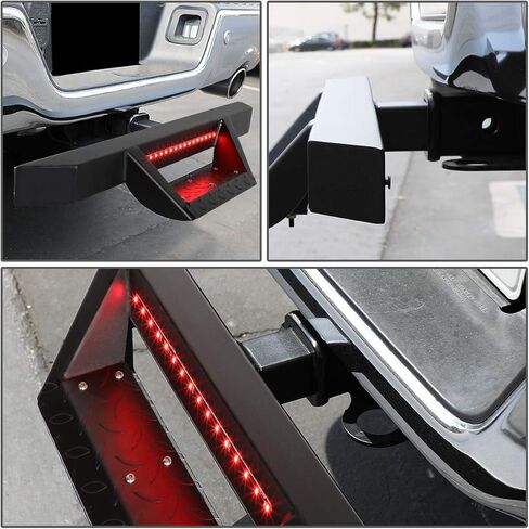 Auto Dynasty Universal 32.5 Inches Black Coated 2-Stage Tow Hitch Step Bar Board with LED Brake Light for 2 Inches Receiver Pickup Truck SUV Trailer in Saudi Arabia