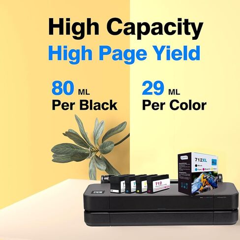 712XL Black Ink Cartridges Replacement for HP 712 Black Ink Cartridges Use for DesignJet T210 T230 T250 Design Jet T650 T630 Studio Plotter Printers (712 XL 80ml 2-Pack) in Kuwait