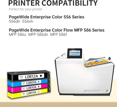 استبدال خرطوشة الحبر HP 981X المُعاد تصنيعها لحبر L0R12A L0R09A L0R10A L0R11A لحبر PageWide Enterprise Color 556 556dn 556xh MFP 586 MFP 586z MFP 586dn MFP 586f (4 عبوات) in Kuwait