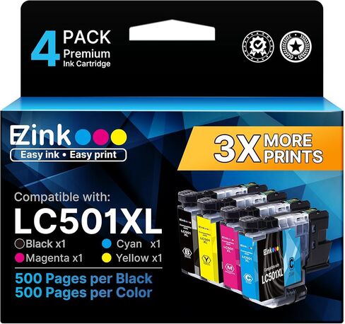 خراطيش حبر E-Z Ink LC501 متوافقة مع خرطوشة حبر Brother LC501 LC501XL Ink LC 501 خرطوشة حبر تستخدم مع طابعات Brother MFCJ1360dw MFC-J1360DW MFC-J1260DW MFC-J1410DW in Saudi Arabia