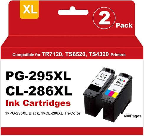 PG-295XL CL-286XL Black/Tri-Color High Yield Ink Cartridge Compatible for TR7120, TR6520, TS4320 Printers (2-Pack) in Kuwait