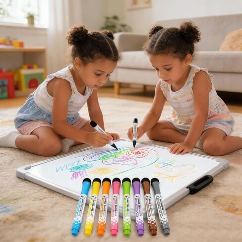 4 عبوات من أقلام التحديد المغناطيسية للمسح الجاف، رأس رفيع مع ممحاة، علامات سبورة بيضاء ذات رائحة منخفضة لتقويم جدول الأعمال في الثلاجة، سبورة بيضاء للأطفال في المدرسة والمنزل، مجموعة أقلام ملونة in Kuwait