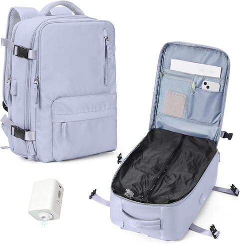 حقيبة ظهر بختم مفرغ للسفر مع مضخة هواء مضغوطة، حقيبة نهارية تحمل على متن الطائرة، معتمدة من Vacpack، حقائب كمبيوتر محمول موفرة للمساحة مع نظام تفريغ، حقيبة سفر للنساء والرجال، أرجواني داكن in Kuwait