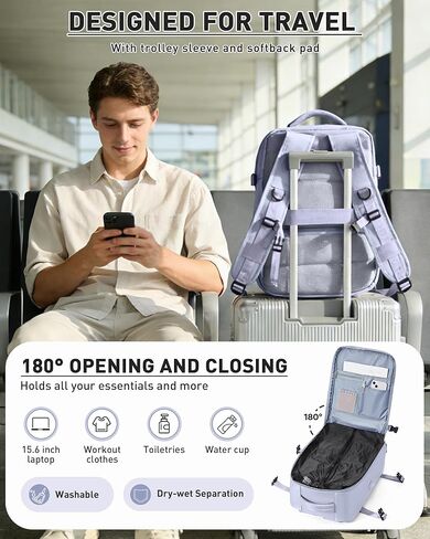 حقيبة ظهر بختم مفرغ للسفر مع مضخة هواء مضغوطة، حقيبة نهارية تحمل على متن الطائرة، معتمدة من Vacpack، حقائب كمبيوتر محمول موفرة للمساحة مع نظام تفريغ، حقيبة سفر للنساء والرجال، أرجواني داكن in Kuwait