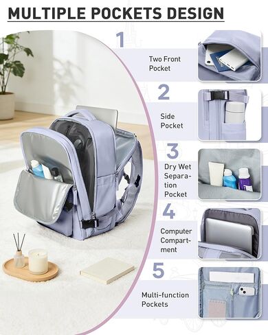 حقيبة ظهر بختم مفرغ للسفر مع مضخة هواء مضغوطة، حقيبة نهارية تحمل على متن الطائرة، معتمدة من Vacpack، حقائب كمبيوتر محمول موفرة للمساحة مع نظام تفريغ، حقيبة سفر للنساء والرجال، أرجواني داكن in Kuwait