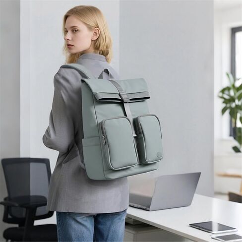 aji Travel Laptop Backpack for Men Women, Large School Backpack Fit 17Inch Laptop, Side Access&Wide Opening Expandable Carry on Backpack for Airplanes, Water Resistant Computer Backpack(Slate Blue) in Kuwait