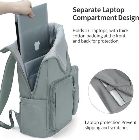 aji Travel Laptop Backpack for Men Women, Large School Backpack Fit 17Inch Laptop, Side Access&Wide Opening Expandable Carry on Backpack for Airplanes, Water Resistant Computer Backpack(Slate Blue) in Kuwait