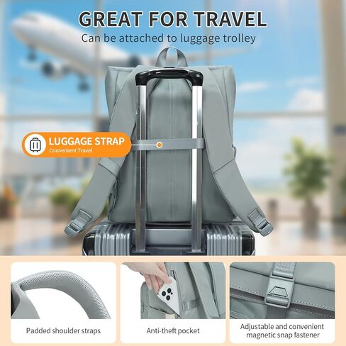 aji Travel Laptop Backpack for Men Women, Large School Backpack Fit 17Inch Laptop, Side Access&Wide Opening Expandable Carry on Backpack for Airplanes, Water Resistant Computer Backpack(Slate Blue) in Kuwait