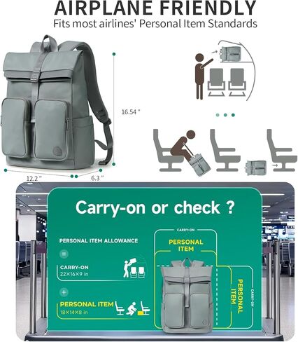 aji Travel Laptop Backpack for Men Women, Large School Backpack Fit 17Inch Laptop, Side Access&Wide Opening Expandable Carry on Backpack for Airplanes, Water Resistant Computer Backpack(Slate Blue) in Kuwait