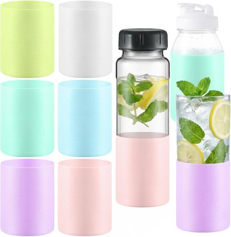 Water Bottle Silicone Sleeves for 18-20 oz Bottle Glass Bottle Protector, Reusable Silicone Sleeve for Water Bottle Anti Slip Protective Holders for Drink Smoothies in Saudi Arabia
