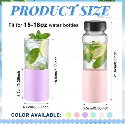Water Bottle Silicone Sleeves for 18-20 oz Bottle Glass Bottle Protector, Reusable Silicone Sleeve for Water Bottle Anti Slip Protective Holders for Drink Smoothies in Saudi Arabia