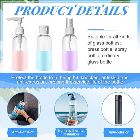 Water Bottle Silicone Sleeves for 18-20 oz Bottle Glass Bottle Protector, Reusable Silicone Sleeve for Water Bottle Anti Slip Protective Holders for Drink Smoothies in Saudi Arabia