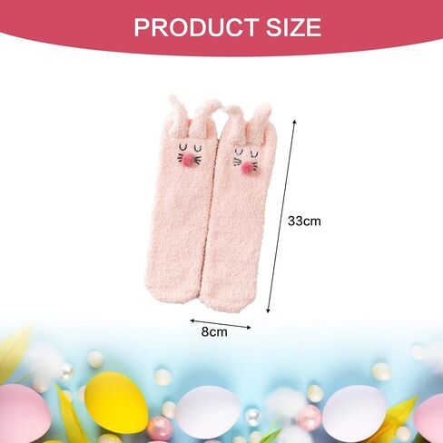 4 Pairs Easter Fuzzy Socks,Bunny Thicker Slipper Socks,Women's Cute 3D Animal Fuzzy-Socks,Fluffy Sleeping Thermal Fleece Plush Sock,Fluffy Cozy Funny Winter Gifts Sock for Women in Kuwait