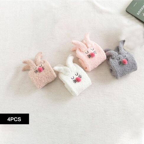 4 Pairs Easter Fuzzy Socks,Bunny Thicker Slipper Socks,Women's Cute 3D Animal Fuzzy-Socks,Fluffy Sleeping Thermal Fleece Plush Sock,Fluffy Cozy Funny Winter Gifts Sock for Women in Kuwait