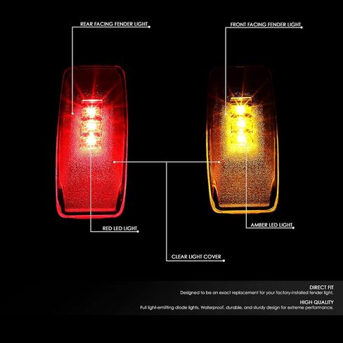 Auto Dynasty - 4 Pieces Dually Bed Fender LED Side Marker Light Compatible with Dodge Ram 1500 2500 3500 94-02 in Saudi Arabia