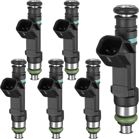 HYR 4861667AA مجموعة حاقنات الوقود ذات 4 فتحات مكونة من 6 قطع مناسبة لسيارة جيب فولكس فاجن دودج كرايسلر V6 3.3L 3.8L 2007-2011 رانجلر، 2009-2010 روتان، 2008-2010 جراند كارافان، 2008-2010 تاون آند كانتري، غاز in Kuwait
