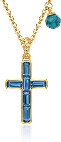 Cross Necklace for Women, 14K Gold Plated Baguette Cubic Zirconia Removable Pendant Adjustable Dainty Jewelry in Saudi Arabia