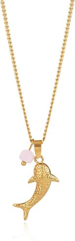 Gmai Gold Shark Necklace Women Gold Plated 3D Detailed Shark Pendant Beach Jewelry Casual Charming Minimalist Statement Necklace for Women in Kuwait