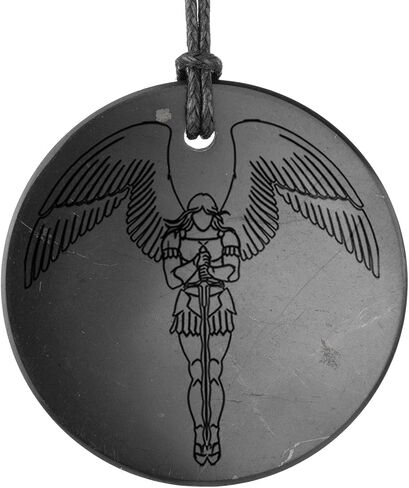 Shungite pendant Amulet - Angel - 1.8 inches - Real Shungite stone engraved necklace - Russian Natural crystal - Handmade - TOLVU in Saudi Arabia