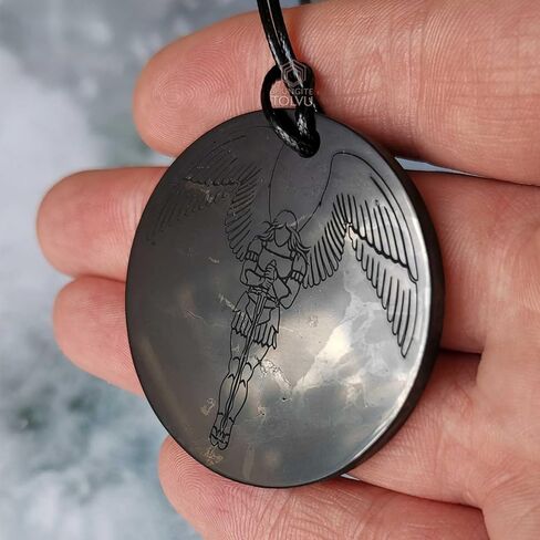 Shungite pendant Amulet - Angel - 1.8 inches - Real Shungite stone engraved necklace - Russian Natural crystal - Handmade - TOLVU in Saudi Arabia