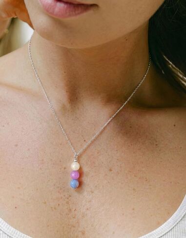 Krfy Pregnancy Gift, S925 Sterling Silver Crystal Pendant Necklaces for Women, Blue Lace Agate/Moonstone/Lapis Lazuli/Malachite/Pink Morganite Bead Drop Necklace Expecting Mothers Present for Anxiety in Saudi Arabia