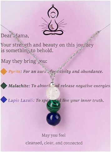 Krfy Pregnancy Gift, S925 Sterling Silver Crystal Pendant Necklaces for Women, Blue Lace Agate/Moonstone/Lapis Lazuli/Malachite/Pink Morganite Bead Drop Necklace Expecting Mothers Present for Anxiety in Kuwait