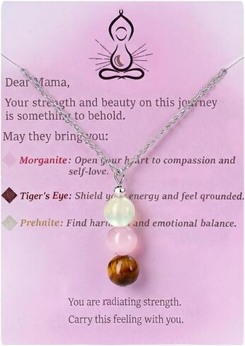 Krfy Pregnancy Gift, S925 Sterling Silver Crystal Pendant Necklaces for Women, Blue Lace Agate/Moonstone/Lapis Lazuli/Malachite/Pink Morganite Bead Drop Necklace Expecting Mothers Present for Anxiety in Saudi Arabia