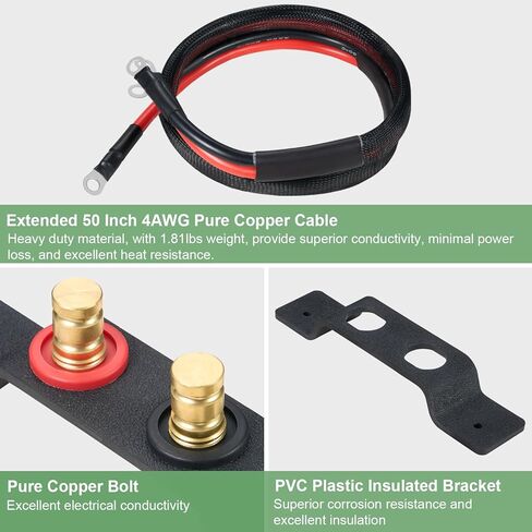 CZC AUTO Battery Jump Post Kit, 50 inch 4 AWG Pure Copper Cable Battery Post Extender, Remote Charging Terminal Fit for UTV, ATV, Car, RV, Trucks, Boat, Trailer in Saudi Arabia