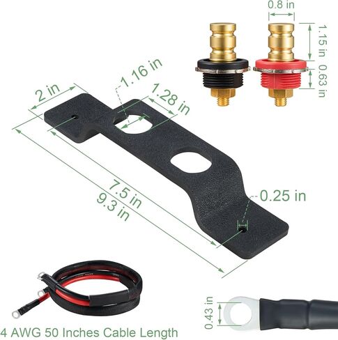 CZC AUTO Battery Jump Post Kit, 50 inch 4 AWG Pure Copper Cable Battery Post Extender, Remote Charging Terminal Fit for UTV, ATV, Car, RV, Trucks, Boat, Trailer in Saudi Arabia