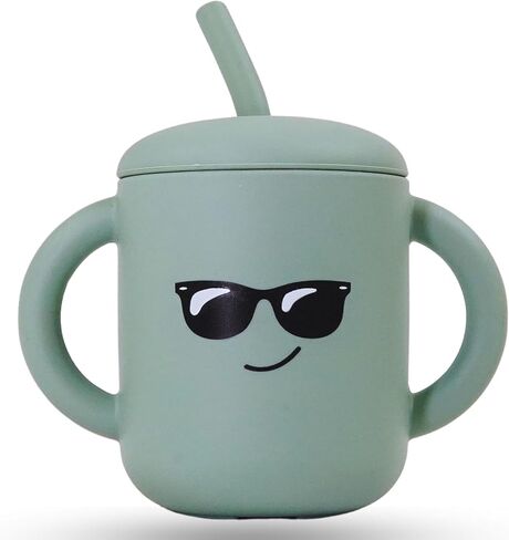 أكواب Fumiko Sippy للأطفال الصغار 1-3-تصميمات شخصية رائعة ، قفل قش مدمج ، مقابض سهلة ، (علة الابتسامة) in Saudi Arabia