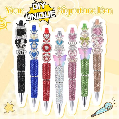 16 قطعة قلم لامع قابل للخرز، أقلام فاخرة من حجر الراين بالكامل للخرز، أقلام يومية لطيفة، أقلام ألماس متعددة الألوان، أقلام حبر جاف ممتعة للنساء، لوازم مكتبية يدوية الصنع in Kuwait