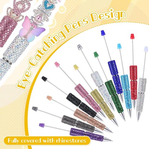 16 قطعة قلم لامع قابل للخرز، أقلام فاخرة من حجر الراين بالكامل للخرز، أقلام يومية لطيفة، أقلام ألماس متعددة الألوان، أقلام حبر جاف ممتعة للنساء، لوازم مكتبية يدوية الصنع in Kuwait