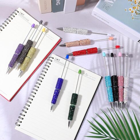16 قطعة قلم لامع قابل للخرز، أقلام فاخرة من حجر الراين بالكامل للخرز، أقلام يومية لطيفة، أقلام ألماس متعددة الألوان، أقلام حبر جاف ممتعة للنساء، لوازم مكتبية يدوية الصنع in Kuwait