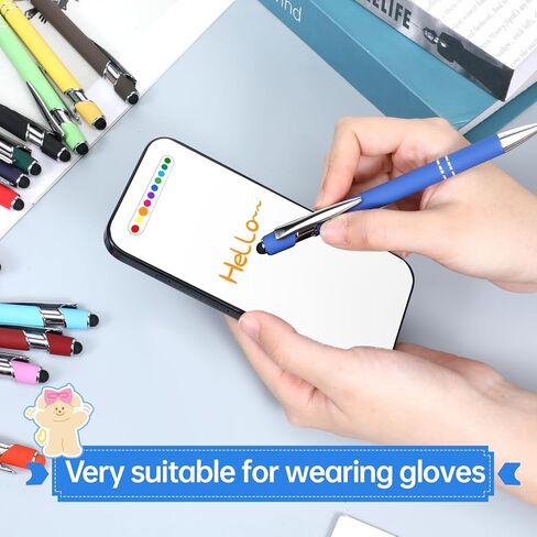 39 Pieces Rubberized Ballpoint Pen with Stylus Tip Click, 2 in 1 1.0 mm Medium Point Black Ink Metal Pen for Touch Screen Tablet (Assorted Colors) in Kuwait