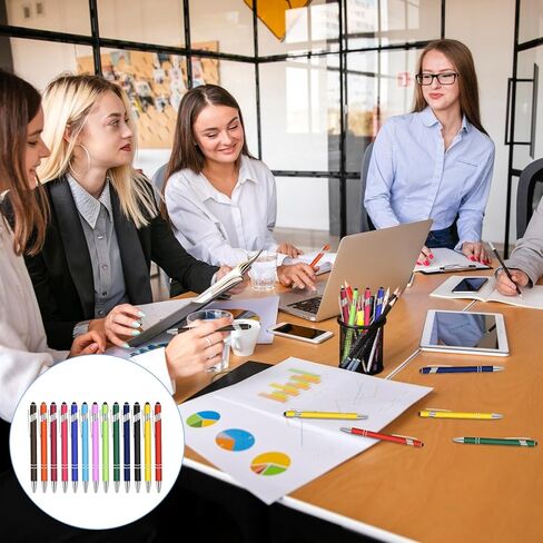 39 Pieces Rubberized Ballpoint Pen with Stylus Tip Click, 2 in 1 1.0 mm Medium Point Black Ink Metal Pen for Touch Screen Tablet (Assorted Colors) in Kuwait